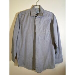 Alfani Classic Blue White Pinstripe Cotton Dress Shirt 15.5